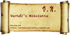 Verhás Nikoletta névjegykártya